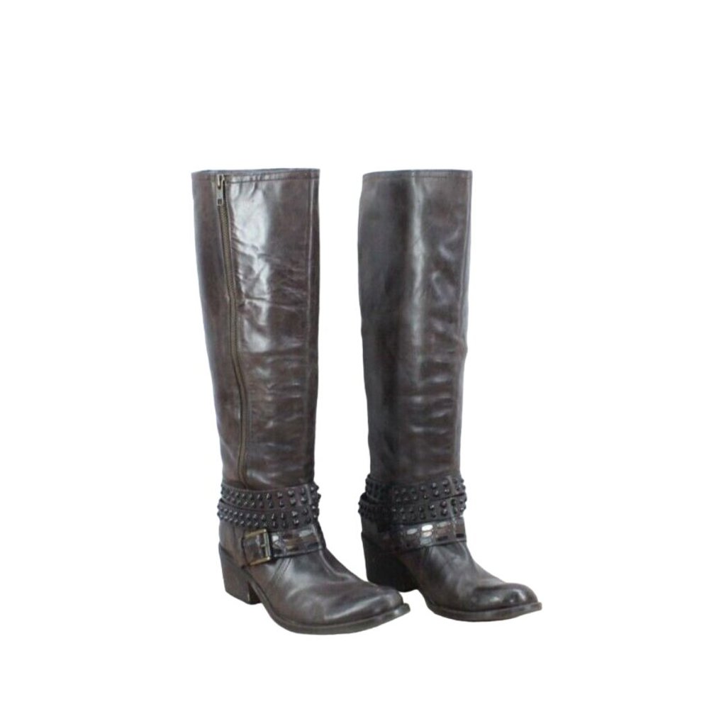 Bronx Brown Distressed Leather Side Zipper Riding Boots Size Eu 39 US 7 - Picture 3 of 10